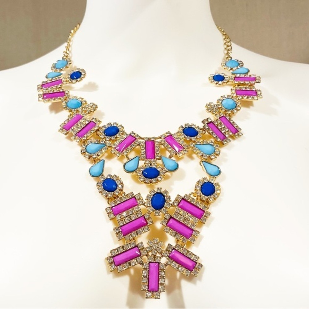 Orchid and Blue Drops Of Glam Necklace